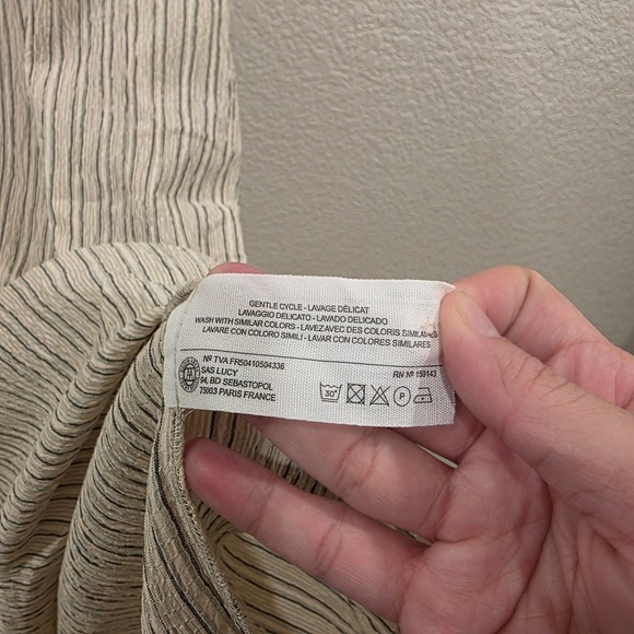 Maison Anana Capucine Robe Dress Creme Striped Ruffle Sleeve Midi Small NWT - Picture 7 of 10